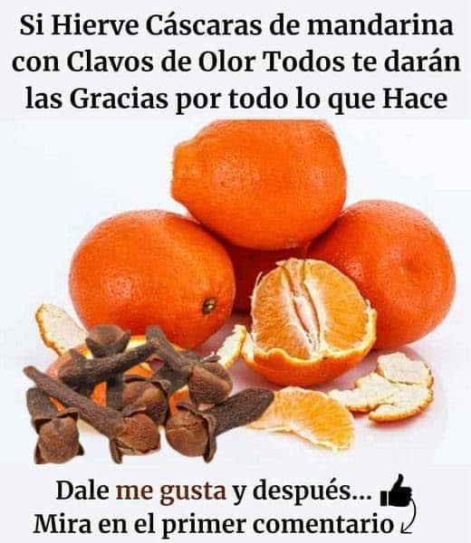 Cáscaras de mandarina y clavo de olor
