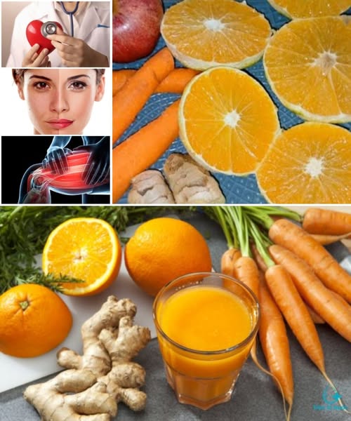 Jugo de zanahoria, naranja, manzana y jengibre