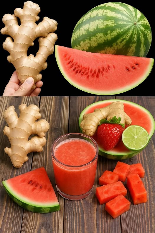 Jugo de sandía con zanahoria, remolacha y jengibre