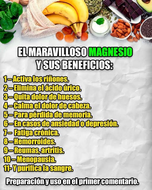 Alimentos ricos en Magnesio