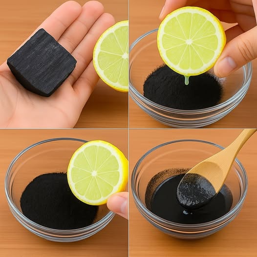 Proceso de mezcla de carbón activado y limón