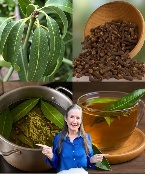 Ingredientes para preparar té de hojas de mango