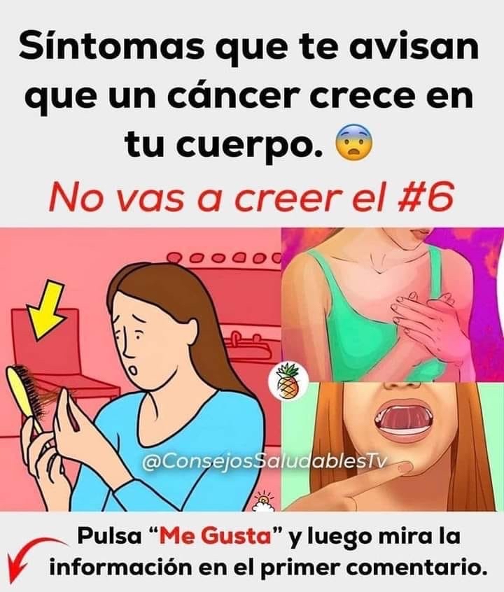 Cartel de advertencia sobre síntomas de cáncer