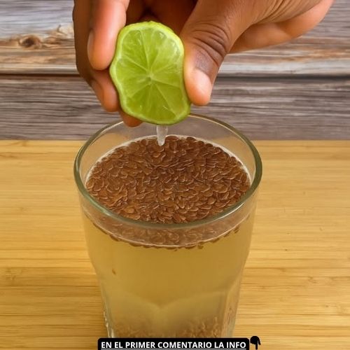 Bebida con semillas de linaza y limón