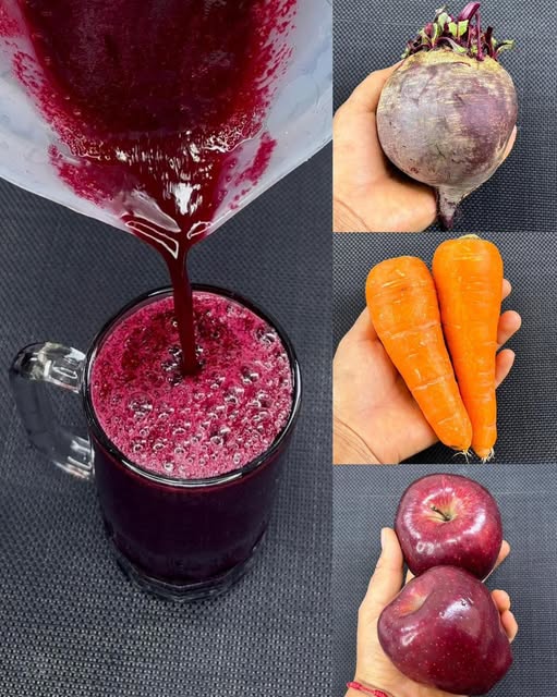 Jugo natural de remolacha, zanahoria y manzana