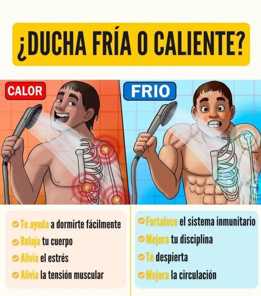 Comparación entre ducha fría y caliente