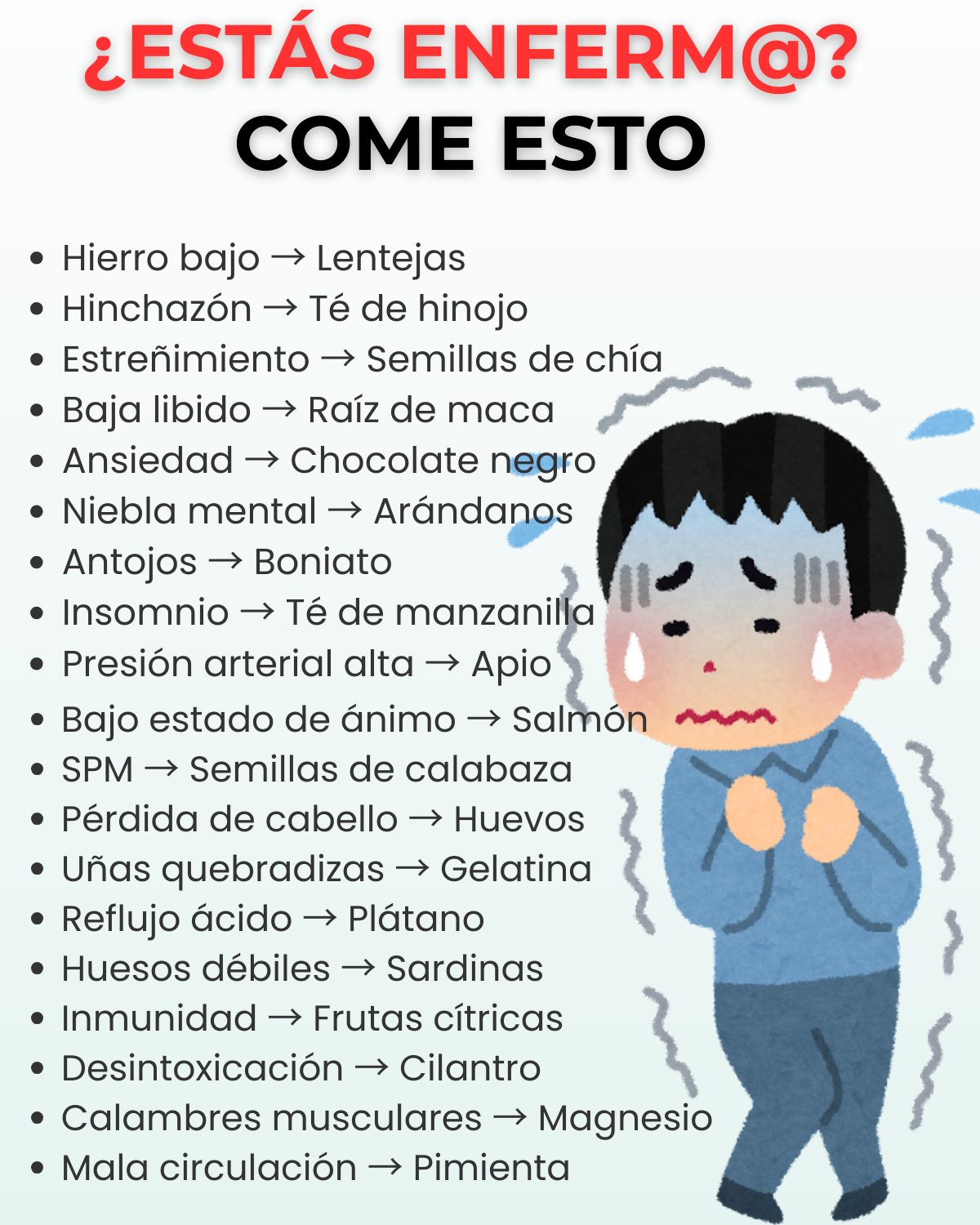 Lista de alimentos para mejorar la salud