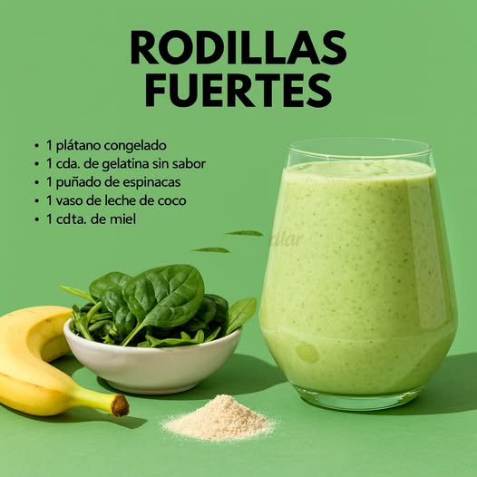 Batido de Plátano, Espinacas y Gelatina sin Sabor