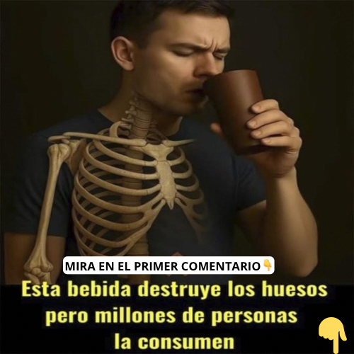 Persona bebiendo con imagen superpuesta de un esqueleto