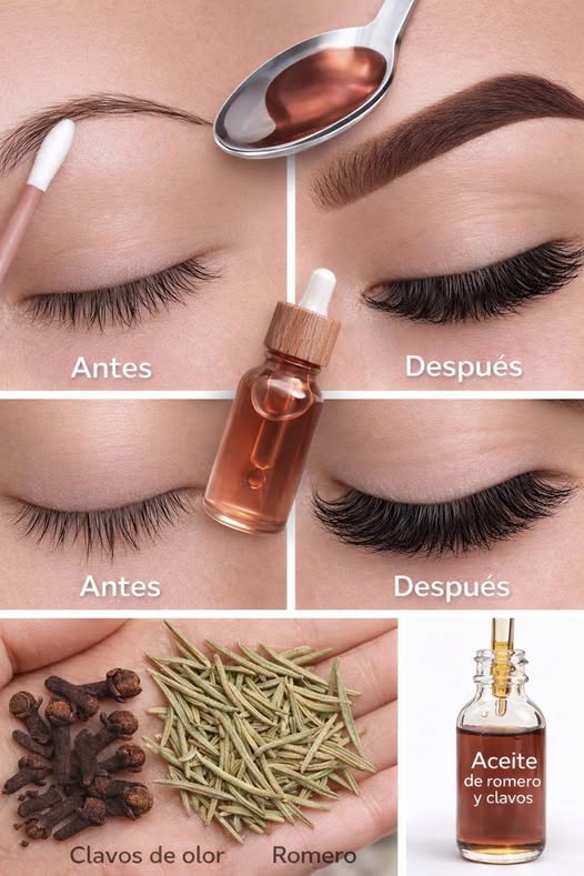 Aceite de romero y clavos para cejas y pestañas
