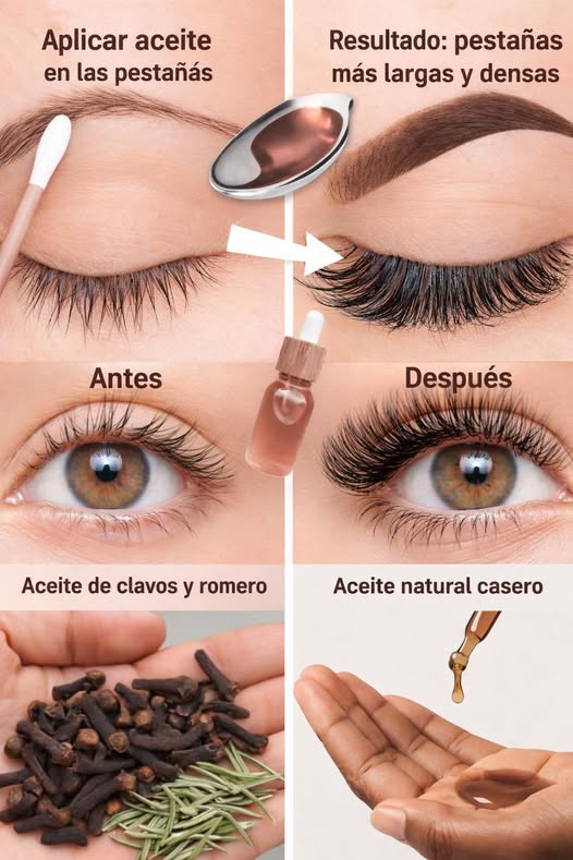 Proceso de aplicación de aceite en las pestañas para un resultado de pestañas más largas