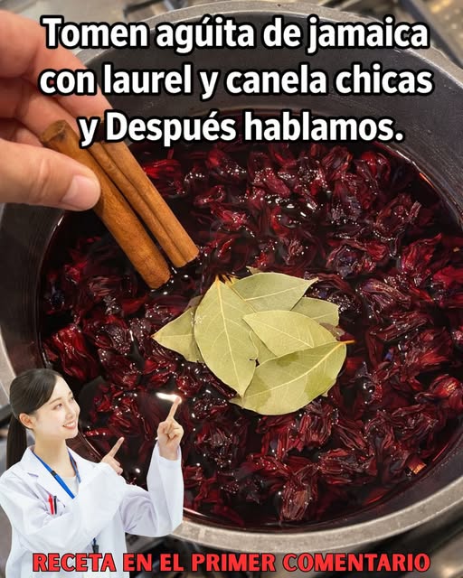Agua de jamaica con laurel y canela