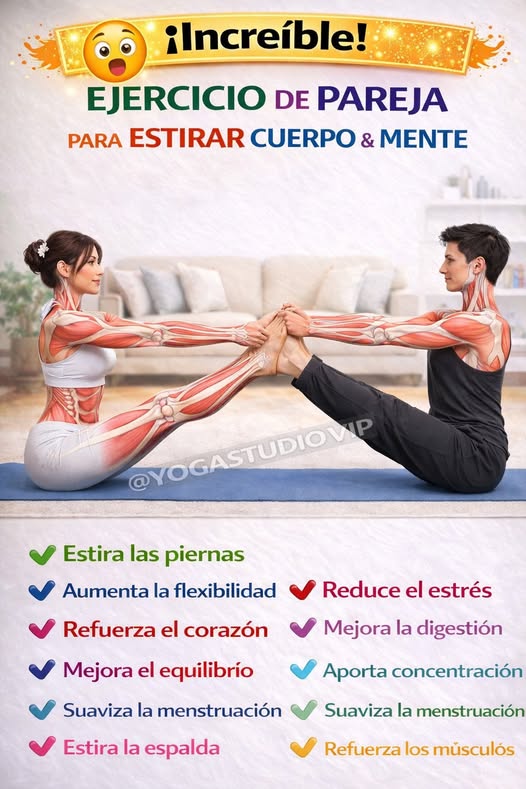 Ejercicio de pareja para estirar cuerpo y mente