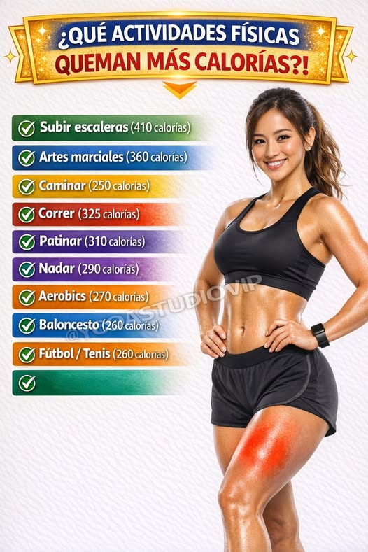 Infografía sobre las actividades físicas que queman más calorías