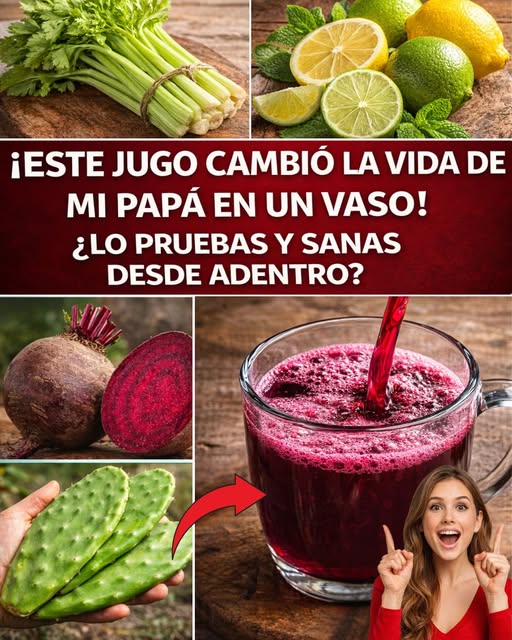 Jugo Saludable con Apio, Limón, Remolacha y Nopal