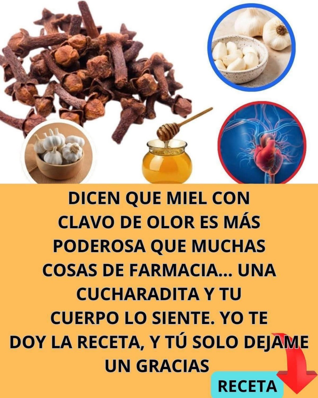 Ingredientes: Miel, Clavo de Olor y Ajo