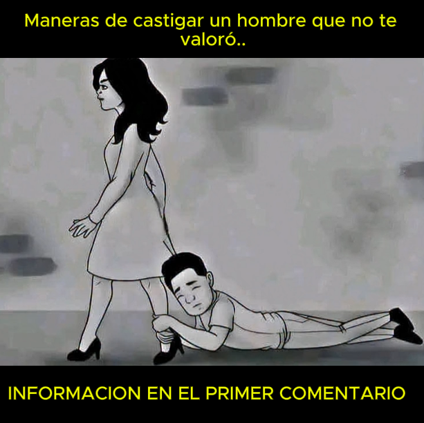 Ilustración de una mujer caminando mientras un hombre se aferra a su pierna